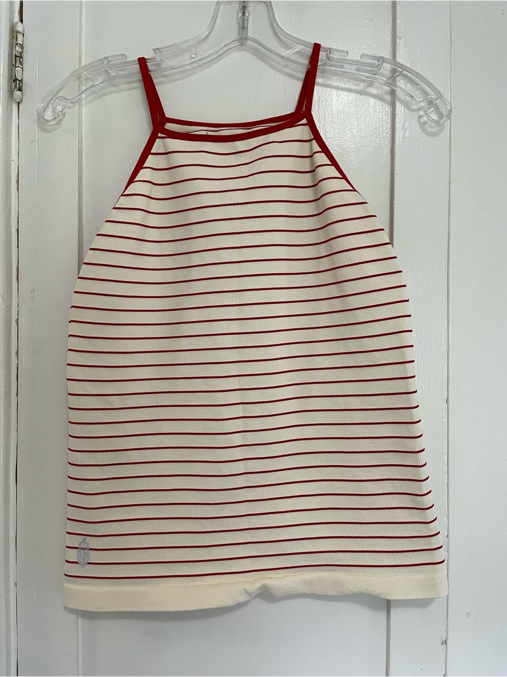 FP Movement by Free People Cream and Red Striped High neck Halter Tank M/L